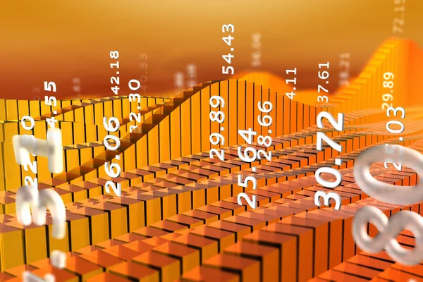 オレンジ色の抽象的な株式市場チャート — ストック写真