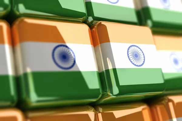 stock image India flag cube