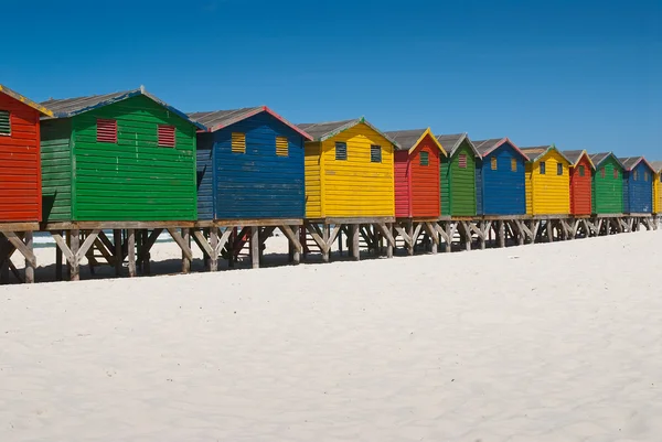 Line of colorful beach huts — Stock Photo, Image