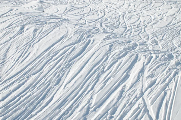 Ski tracks in snow Stock Photo