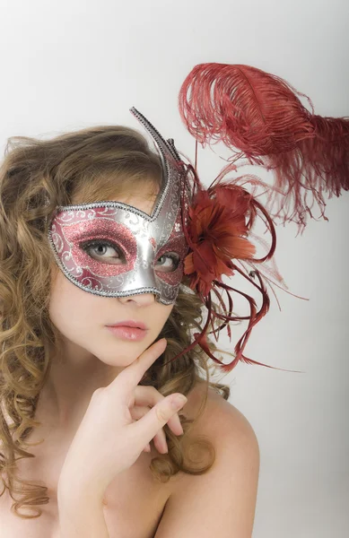 Retrato de mulheres em máscara de carnaval — Fotografia de Stock