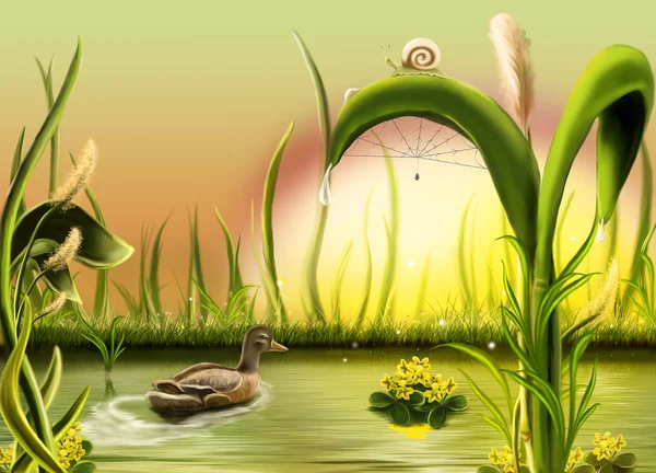 Stock image Children's illustration of a duck.