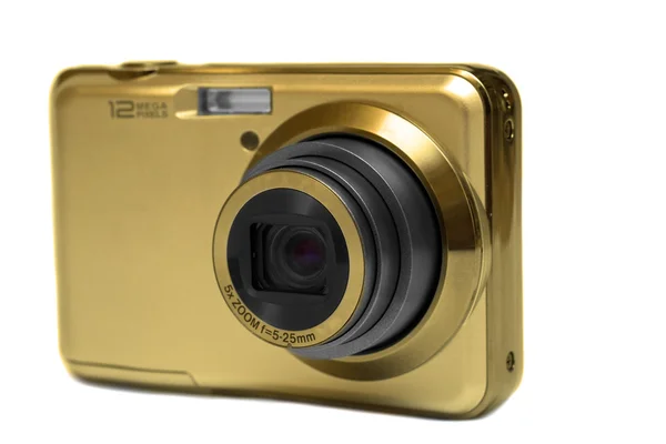 Zlatá kompaktní digitální fotoaparát — Stock fotografie