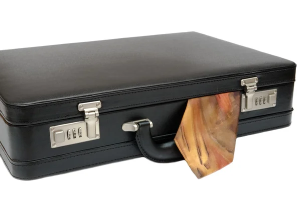 Schwarzer Koffer mit Krawatte — Stockfoto