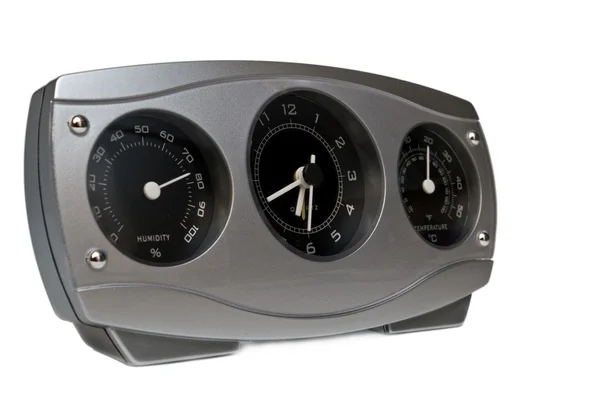 Termômetro, relógio e higrômetro — Fotografia de Stock