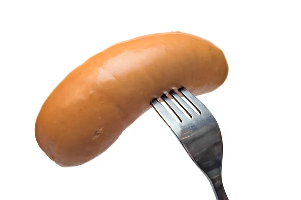 Sausage on fork — Stock Photo, Image