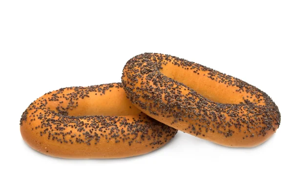 Dois bagels com sementes de papoila — Fotografia de Stock