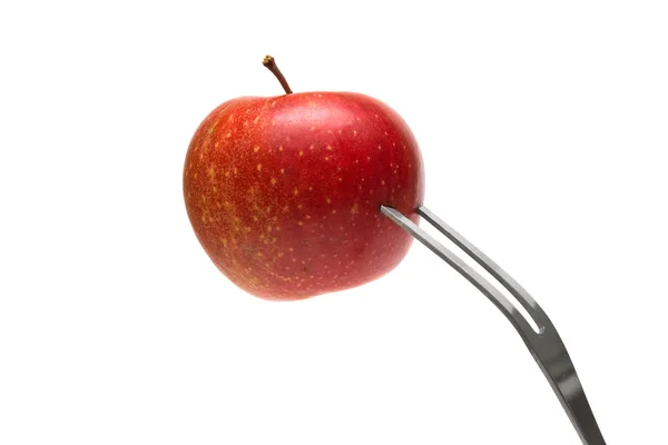 Çatal üzerinde elma — Stok fotoğraf