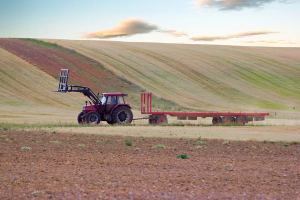 Traktör römork saman alpaka — Stok fotoğraf