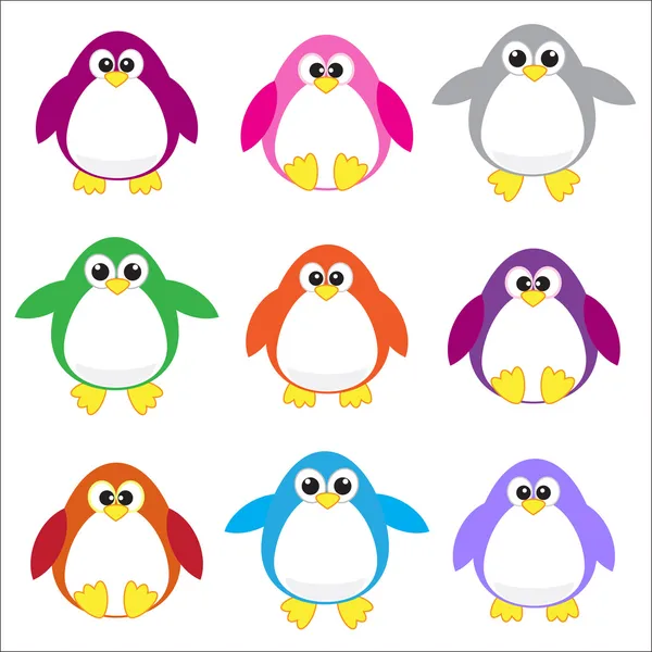 Πιγκουΐνους χρώμα εικόνες clip art — Διανυσματικό Αρχείο