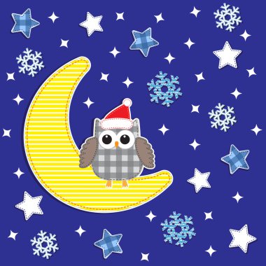 Owl and moon clipart