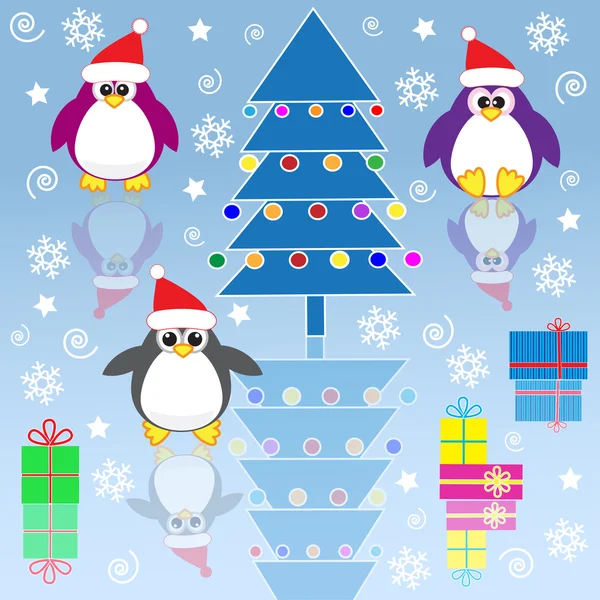 Pinguini di Natale — Vettoriale Stock