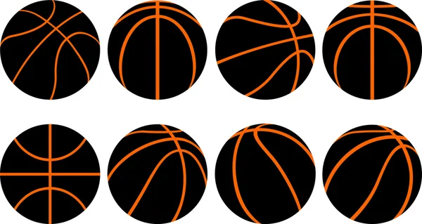 Baloncesto pelota-8 diferentes puntos de vista — Archivo Imágenes Vectoriales