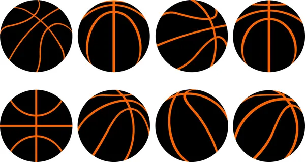 Basketbalový míč-8 různé pohledy Stock Vektory