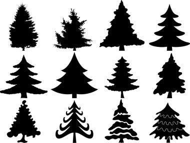 Christmas tree collection clipart