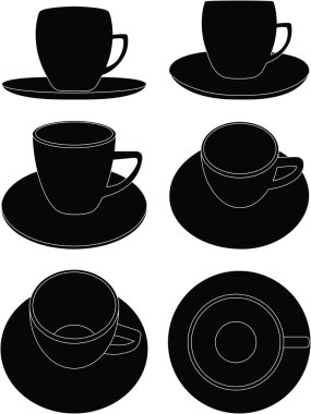 Coffee cups-6 views clipart