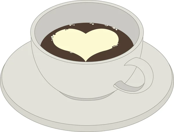 Coffee cup with foam heart — Stock Vector