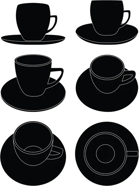 Tasses à café-6 vues — Image vectorielle