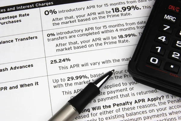 Calculadora em Termos de Crédito — Fotografia de Stock