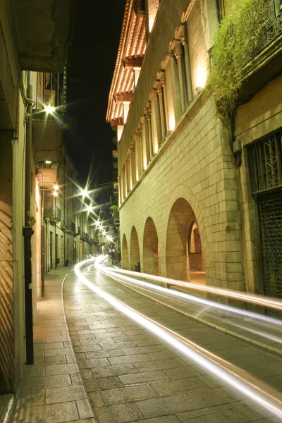 Girona noite rua — Fotografia de Stock
