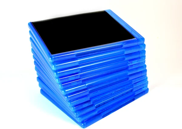 Stack av bluray disk lådor — Stockfoto