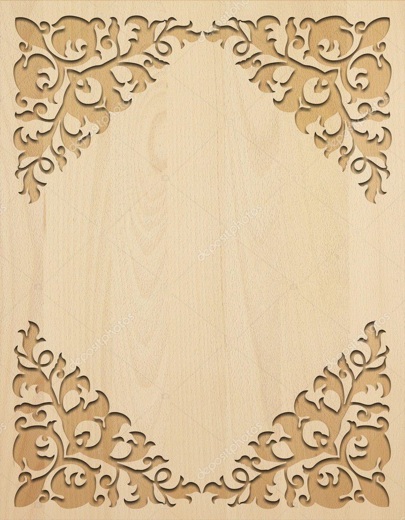 Pattern of flower carved frame on wood — Stock Photo © AVER 7788258