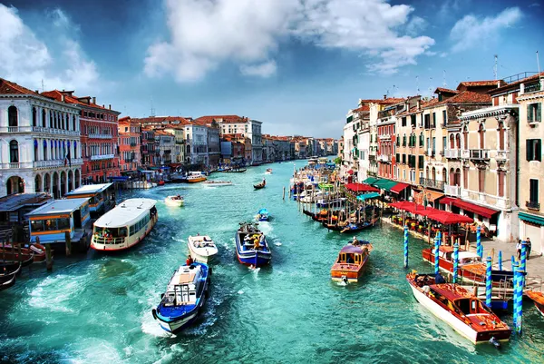Venedik. Gran canal desde el puente de rialto. Grand canal — Stok fotoğraf