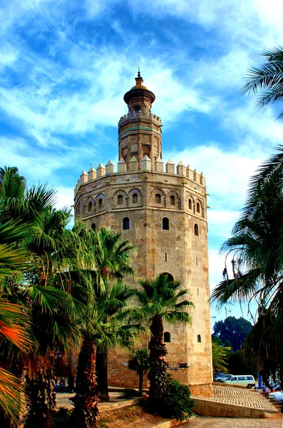 Sevilla. Torre del Oro. (Sevilla. Tornet av guld) Stockfoto