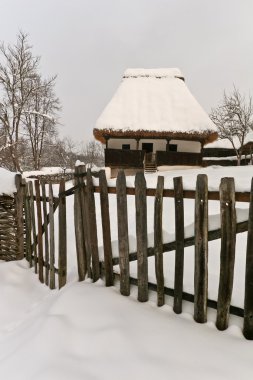 Kışın rustik evi