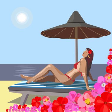 Girl on beach clipart