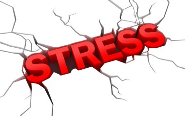 Word stress in red color with cracks over white clipart