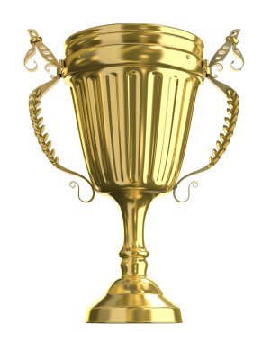 Golden trophy cup, isolated on white clipart