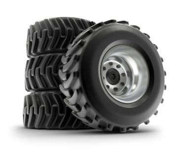 Tractor heavy wheels set isolated on white clipart