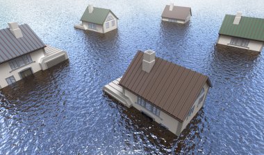 Flooded homes clipart
