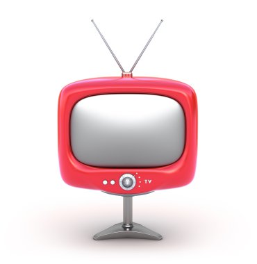 Red retro TV Set. Isolated on white background clipart