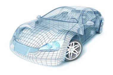 Car design, wireframe model. clipart