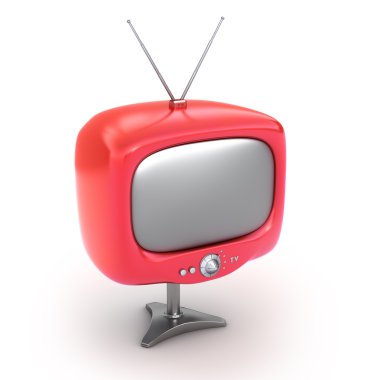 Red retro TV Set. Isolated on white background. My Own Design clipart