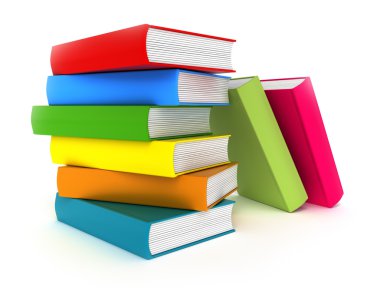 Books rainbow over white clipart