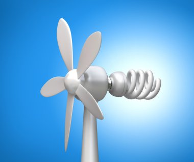 Wind generator and modern lamp. clipart