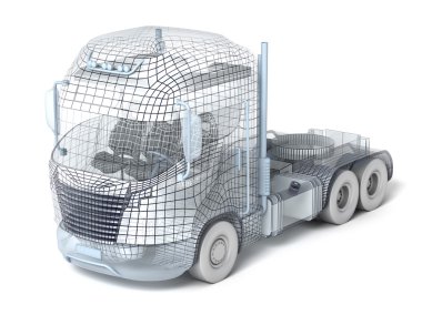 Truck with cargo container, wire model clipart