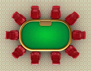 Poker table with chairs top view clipart