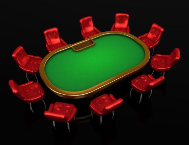 Poker masa sandalye top yan oda izole