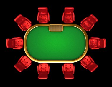 Poker table with chairs top side view isolated clipart