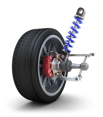 Wheel, shock absorber and brake pads clipart