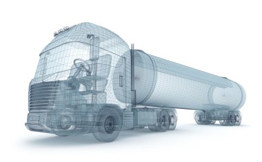 Oil truck with cargo container, wire model. My own design clipart