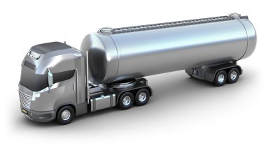 Petrol tankeri kamyon. 3D görüntü