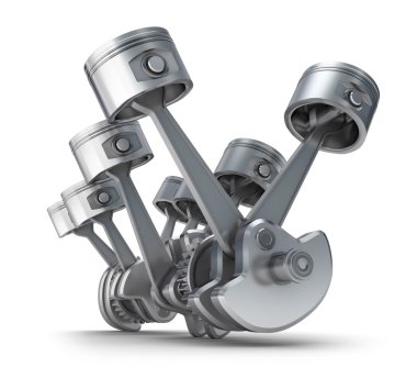 V8 engine pistons. 3D image. clipart