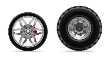 Wheels isolated on white. Front view. clipart