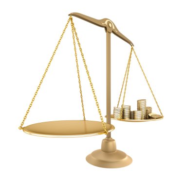 Gold balance. Something equal with money, isolated clipart