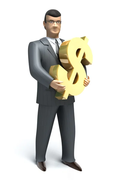 Whiteman e sinal de dinheiro, conceito 3D — Fotografia de Stock